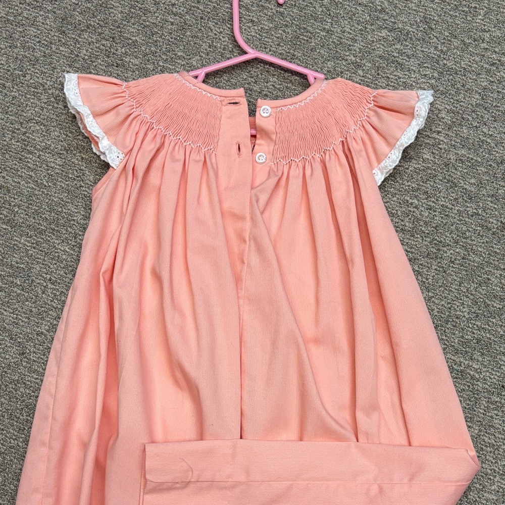 Pink Smocked Dress with Sheep Embroidery- classic whimsy - Picture 3 of 3